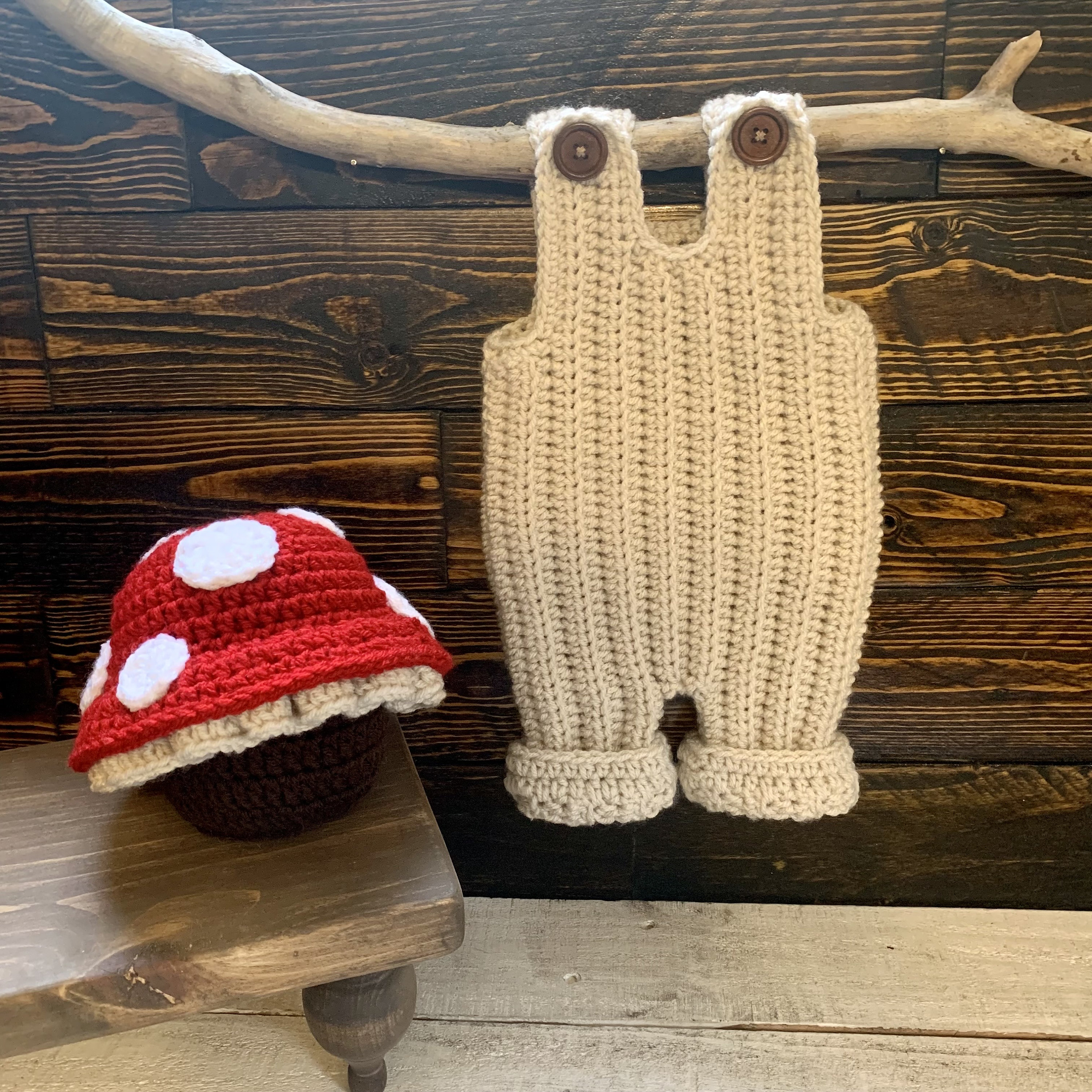 Newborn Mushroom Costume, Baby Romper, Crochet Mushroom