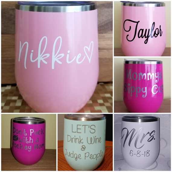 Custom 12 ounce Maars Bev Steel, Stainless Steel Wine Tumbler with travel lid and straw - Free Personalization or Quote!
