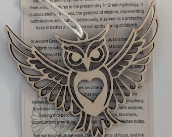 Wood Owl Ornament/Car Charm With Story Card
