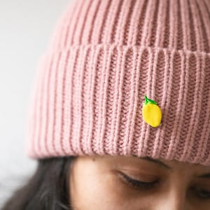 Bright Yellow Lemon Pin | Handmade Polymer Clay Accessory | Food Brooch Jewelry