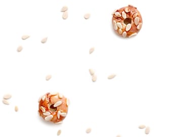 Mini Sesame Seed Bagel Studs | Handmade Polymer Clay Earrings | Cute Miniature Food Jewelry