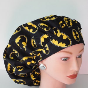 Perfect Size Bouffant Cap...Batman...Surgical Cap/OR Scrub Cap/Veterinarian's Cap/Scrub Hat/Food Service