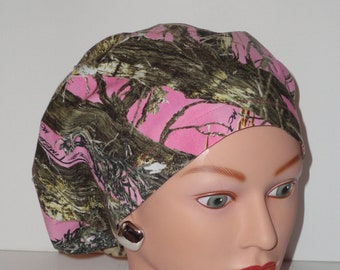European Style Scrub Hat...Pink Camo...OR Scrub Hat/Scrub Hats for Women