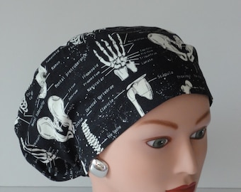 European Style Scrub Hat...Glow in the Dark Bones...X-Ray Tech/Orthopedics/Scrub Hats for Women