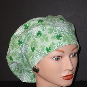 European Scrub Cap...Lucky Shamrocks...Surgical Cap/OR Scrub Cap/Veterinarian's Cap/Scrub Hat/Food Service