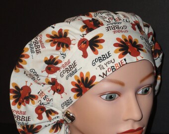 Bouffant Scrub Cap...Thanksgiving/Gobble Turkey