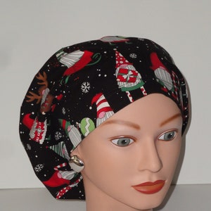 European Scrub Cap...Christmas Gnomes...Surgical Scrub Cap/OR Scrub Cap/Scrub Hat/Christmas/Veterinarian&#39;s Cap/Dental