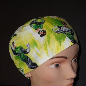 Basic Unisex Scrub Cap...Green Lantern...Surgical Scrub Cap/OR Scrub Cap/Scrub Hat/Super Hero/Food Service