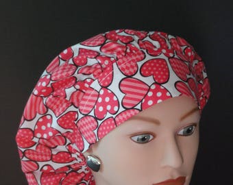 Bouffant Scrub Cap...Valentine's Day Hearts | Matching Band
