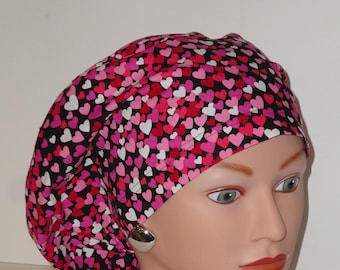 European Scrub Caps...Mini Hearts/Valentine's Day...Surgical Scrub Cap/OR Scrub Cap/Scrub Hat/Veterinarian's Cap/Food Service