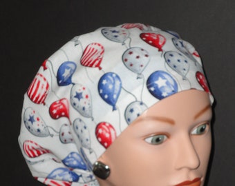 European Scrub Caps...July 4th Balloons