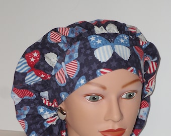 Bouffant Scrub Cap...Patriotic Butterflies