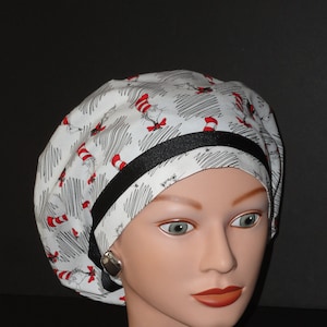 Ribbon Trimmed European Cap...cat in the Hat Squiggle W/black Ribbon ...