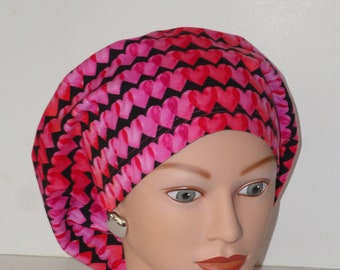 European Scrub Cap...Horizontal Hearts | Adjustable Toggle