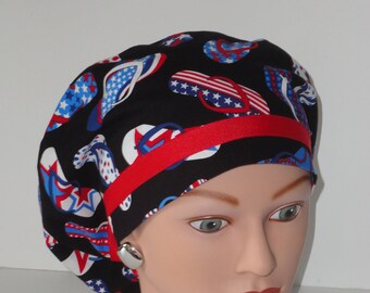 Ribbon Trimmed European Scrub Cap...Flip Flops with Red Ribbon