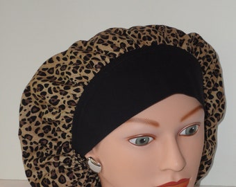 Bouffant Scrub Cap...Animal Print w/Black Band