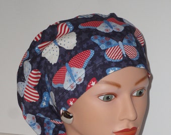European Scrub Cap...Patriotic Butterflies