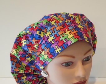 Bouffant Scrub Cap...Autism Awareness Print with Adjustable Toggle