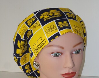 European Scrub Cap...University of Michigan Block...Surgical Cap/OR Scrub Cap/Scrub Hat/Veterinarian's Cap/Food Service/Dentist