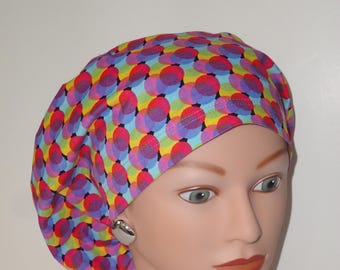 European Scrub Cap...Multi-Colored Circles