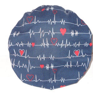 The Perfect Sized Bouffant Scrub Hat...Calling all Nurses...EKG w/Matching Band...Surgical Hat/OR Scrub Hat Bild 3