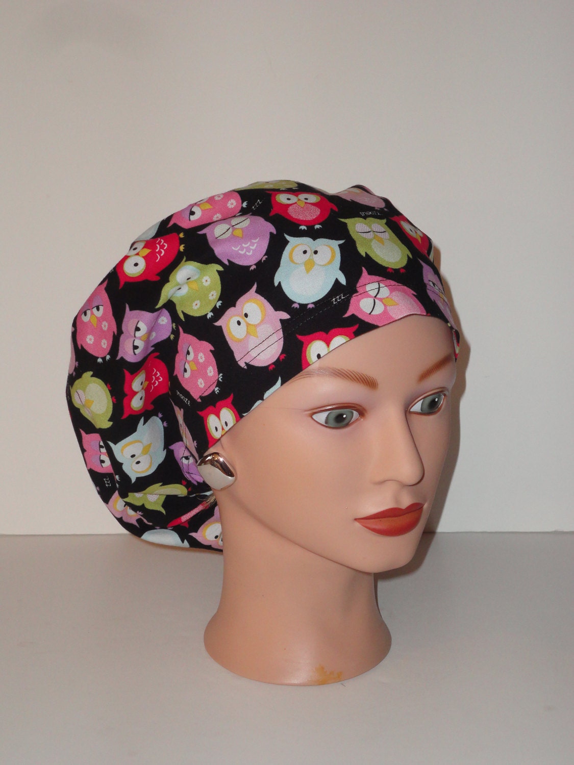 European Scrub Cap...Multi Colored Owls...OR Scrub Caps/Surgical Scrub Caps