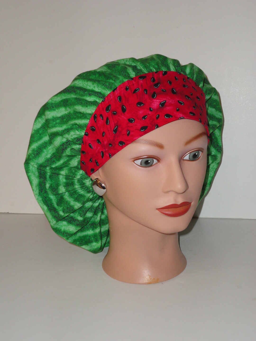 Perfect Sized Bouffant Cap...melon Head W/contrasting Band...surgical