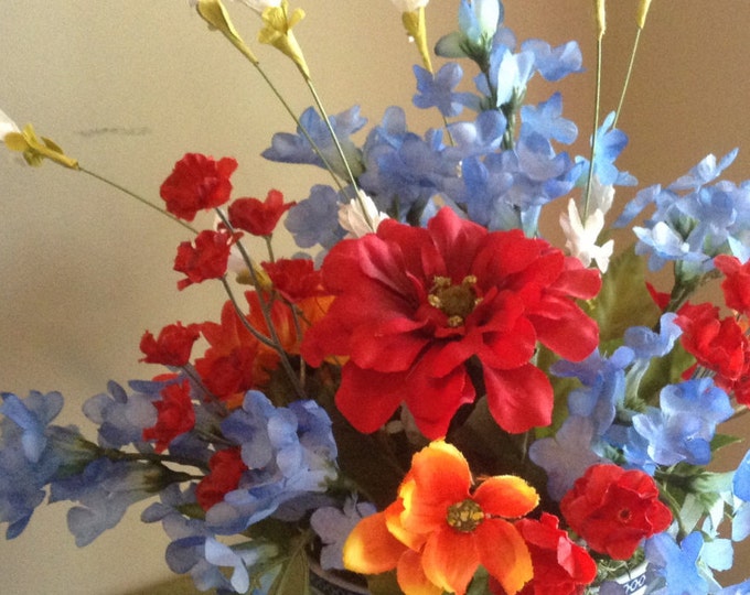 Red White and Blue Flowers Faux Flowers 4th of July Flowers Etsy