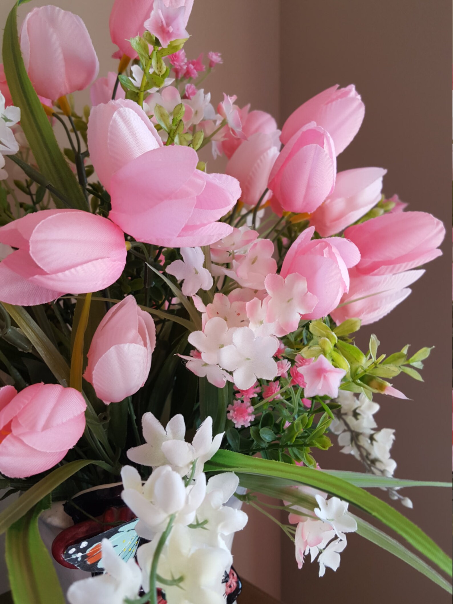 Tulip Flower Arrangement Tulip Floral Tabletop Floral Decor Etsy