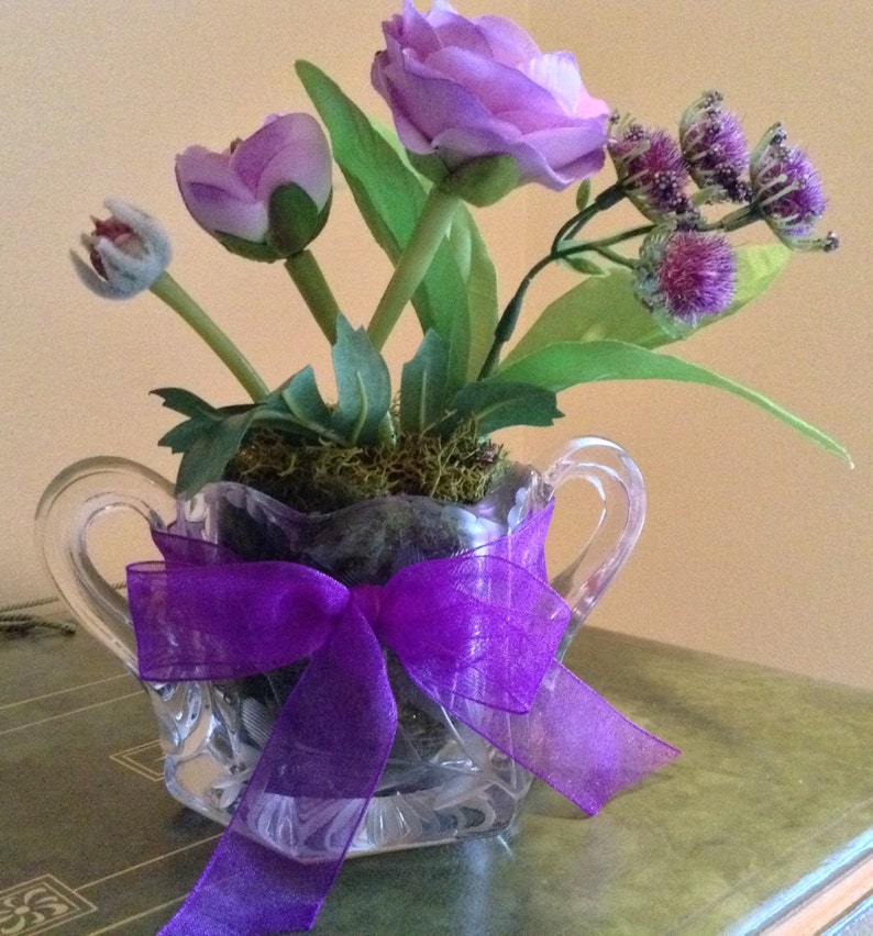 Small Flower Arrangement Set of Two Lavender Flowers Etsy