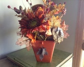 Silk Flower Arrangement, Red Sunflowers, Faux Flowers, Fall Flowers, Centerpiece, Thanksgiving Flowers, Home Decor, Fall Decor, Sunflower