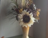 Fall Flowers, Sunflower Arrangement,  Autumn Flowers, Faux Flowers, Thanksgiving Flowers, Fall Centerpiece, Fall Flowers with Pumpkin
