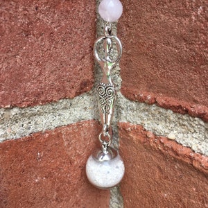 Cremation Urn, Grief Rear View Mirror Amulet, Goddess, Dragonfly and Grief Stone Beads of Your Choice