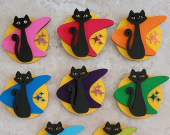 Mid Century Modern Cat Magnets: Retro Boomerang Design, Set of 3