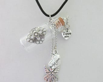 Custom Boho Chic Cremation Urn Necklace with Your Choice of Charms