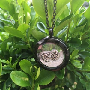 Black Stainless Steel Cremation Urn Necklace: Keepsake Floating Charm