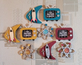 Mid Century Modern Magnets: Handmade Retro Space Age Set