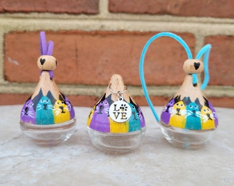 Hand Painted Cat Rearview Mirror Ornament: Keepsake Cremation Urn