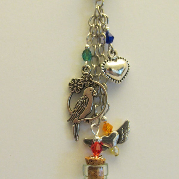Cremation Urn Necklace or Rear View Mirror Ornament for Non-Traditional Pets, Parrot, Ferret, Hedgehog, Guinea Pig, Hamster, Snake Charm