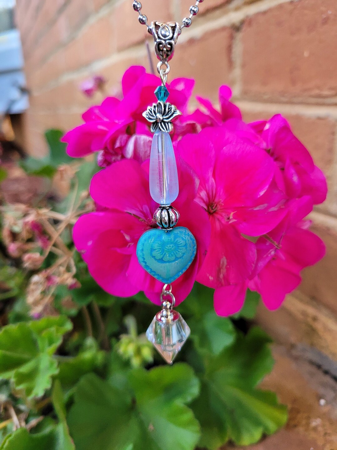 Cremation Rear View Mirror Urn Ornament With Czech Glass Bead Etsy