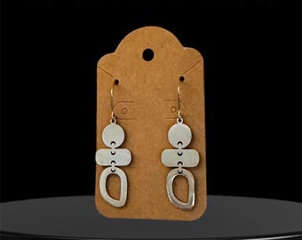 MCM Abstract Stainless Steel Dangle Earrings: Mid Century Modern Style