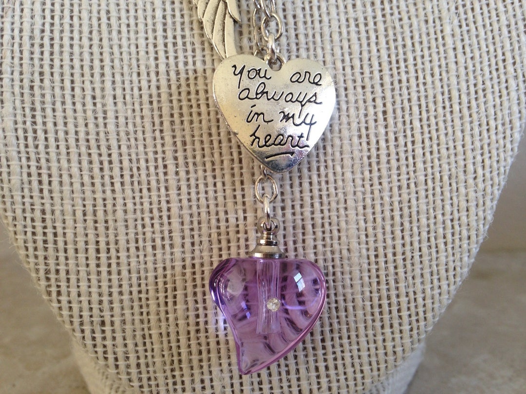 Cremation Urn Rear View Mirror Ornament With Crystal Heart Etsy