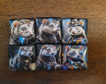 Steampunk Ferret Magnets - Set of 6