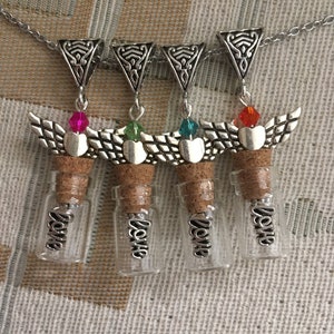 Keepsake Necklace for Cremation Urn Ashes, Lock of Hair or Other Small Item, Angel Heart and Love Charm on Stainless Steel Chain