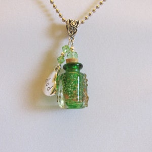 Cremation Urn Necklace with Murano Glass Bottle, in Your Choice of Color and Charm, on a Stainless Steel Chain