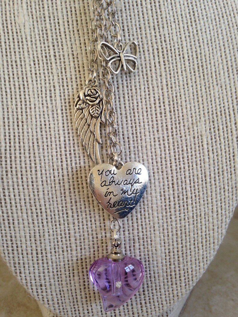 Cremation Urn Rear View Mirror Ornament With Crystal Heart Etsy