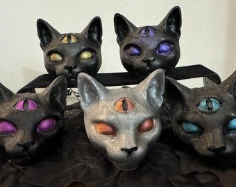 Handmade Third Eye Cat Resin Figure - Halloween Decor