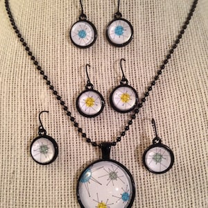 Handmade Mid Century Modern Franciscan Starburst Cabochon Earrings