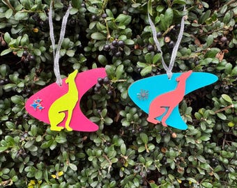 MCM Greyhound Christmas Ornaments, Laser Cut Wood, Set of 2, Free Shipping