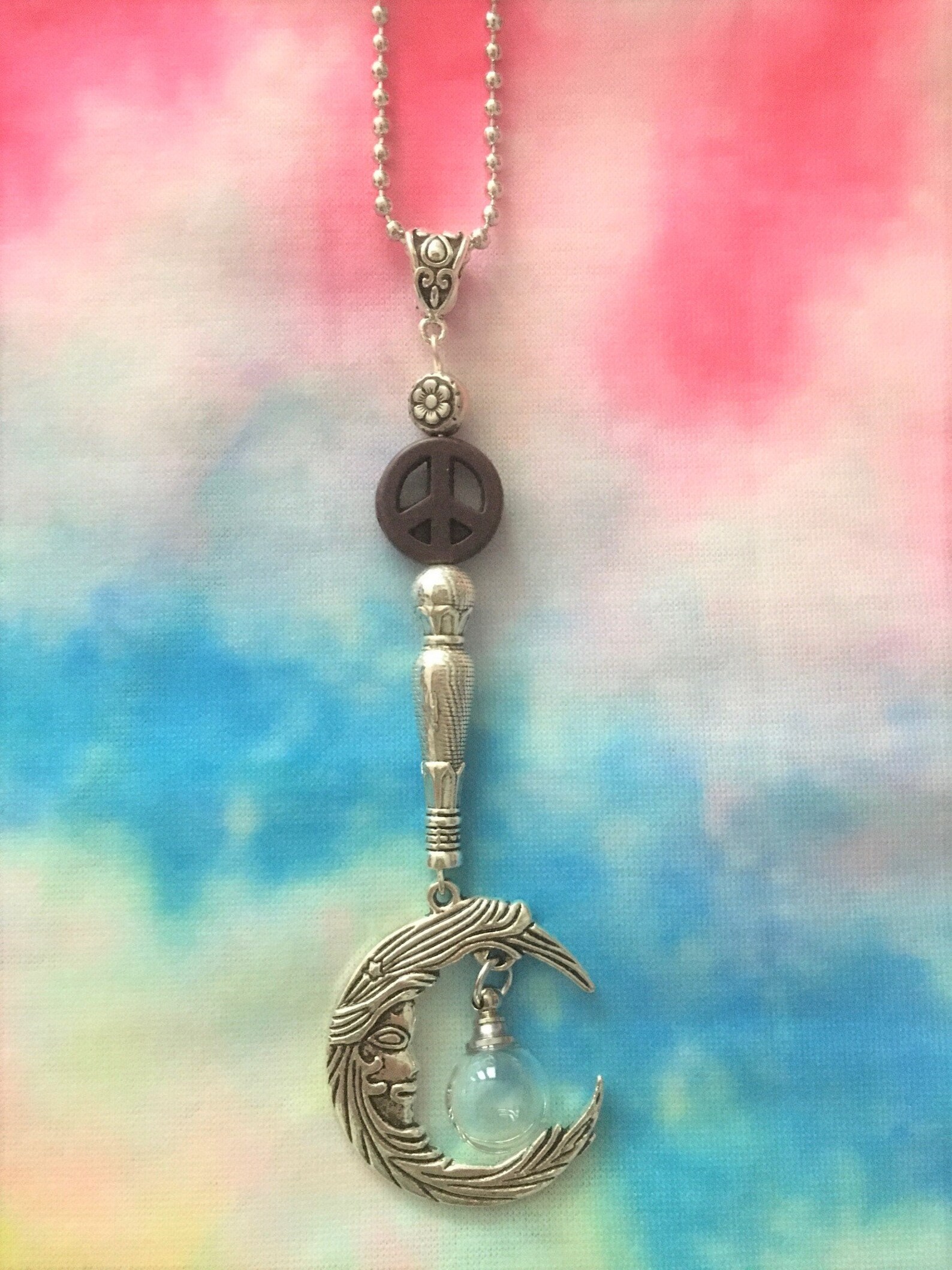 Cremation Urn Rear View Mirror Ornament With Crescent Moon Etsy